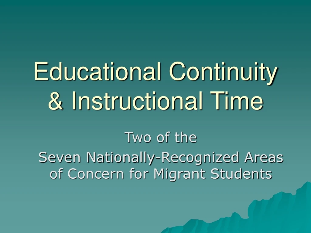 educational continuity instructional time