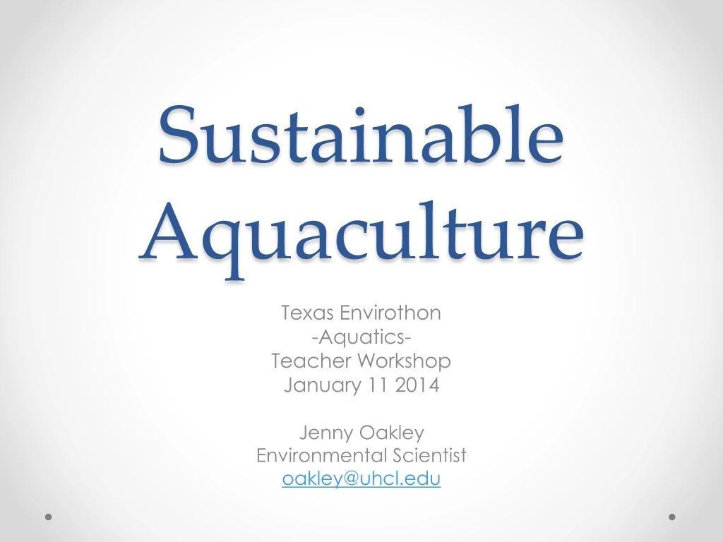 sustainable aquaculture