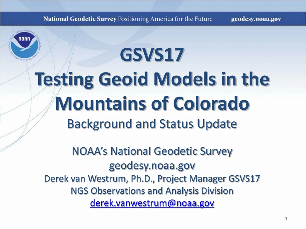 gsvs17 testing geoid models in the mountains