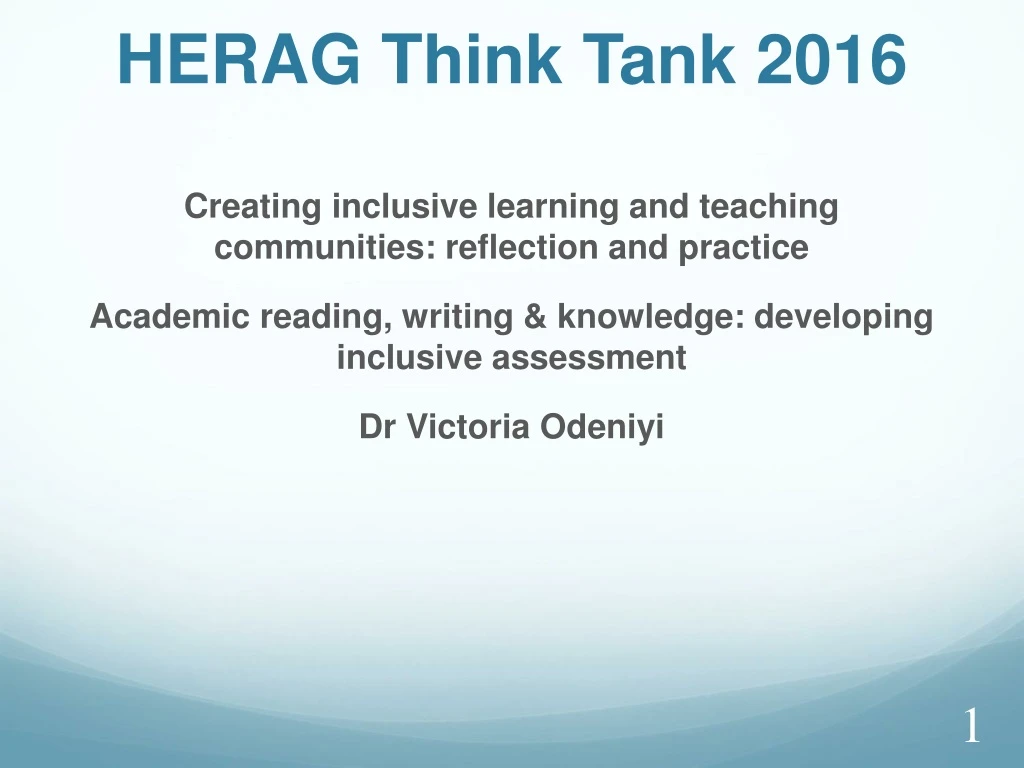 herag think tank 2016