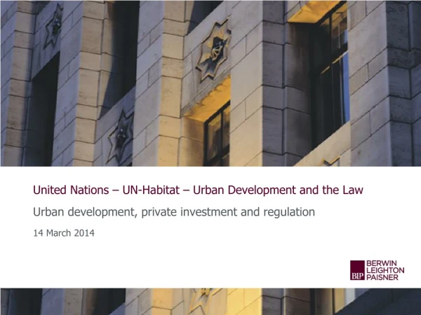 United Nations – UN-Habitat – Urban Development and the Law