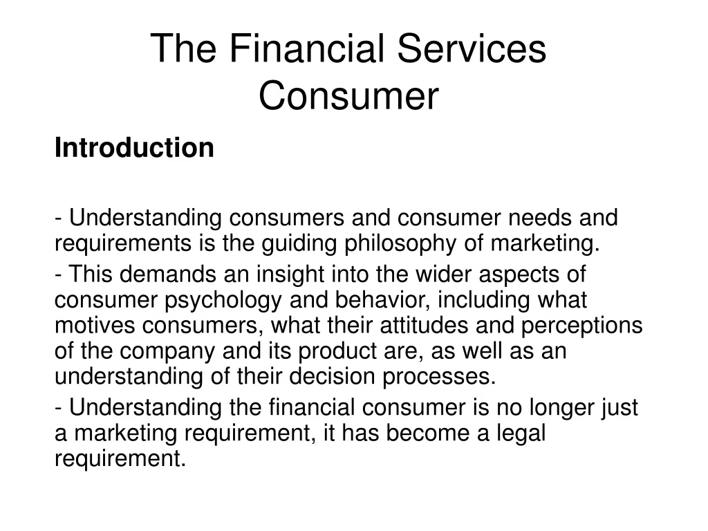 the financial services consumer