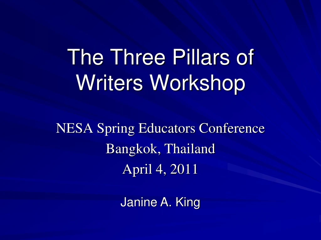 the three pillars of writers workshop