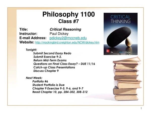Philosophy 1100 Class #7
