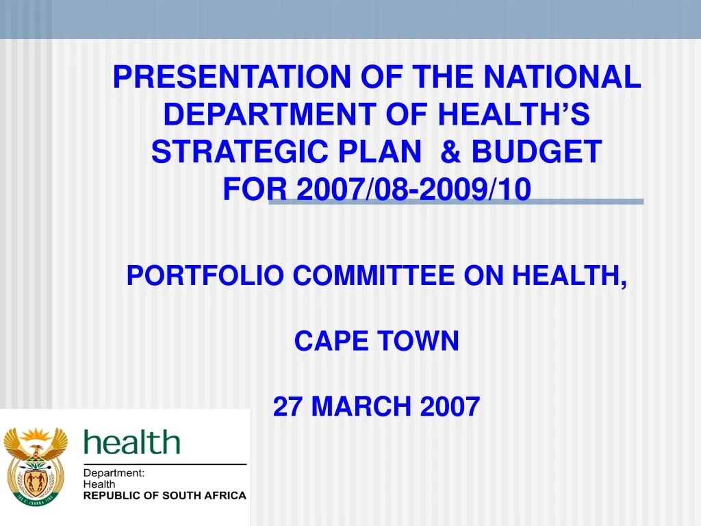presentation of the national department of health