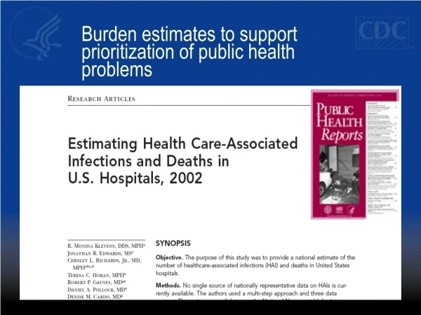 Burden estimates to support prioritization of public health problems