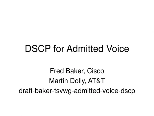 DSCP for Admitted Voice