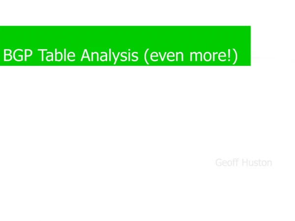 BGP Table Analysis (even more!)