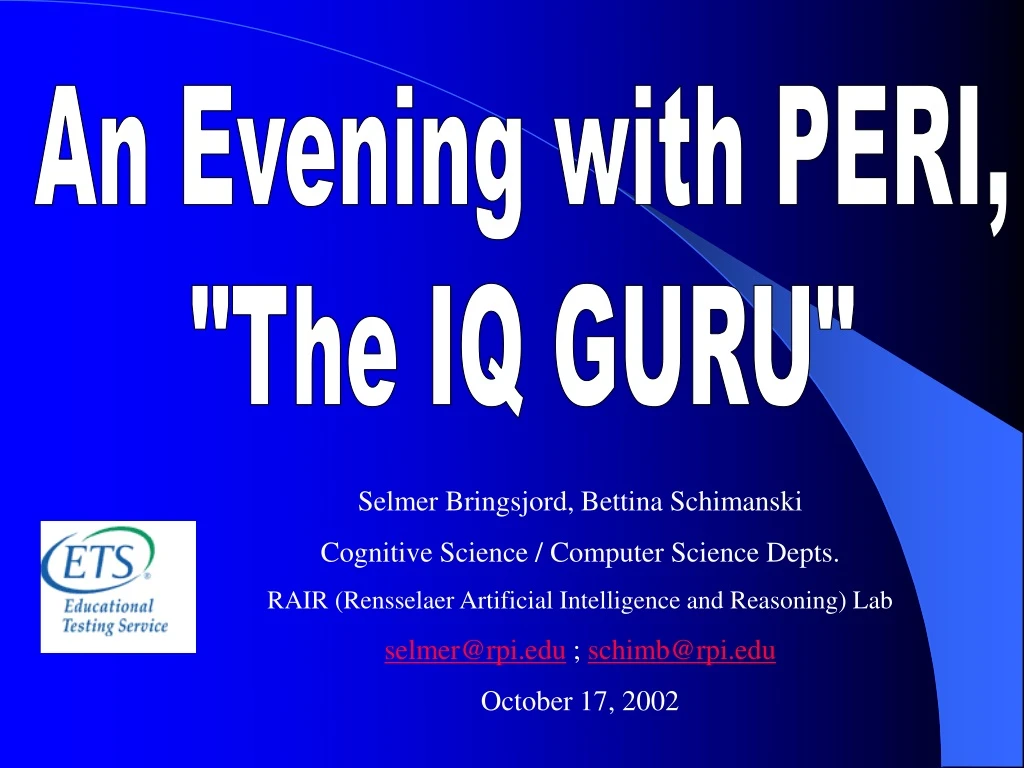 an evening with peri the iq guru