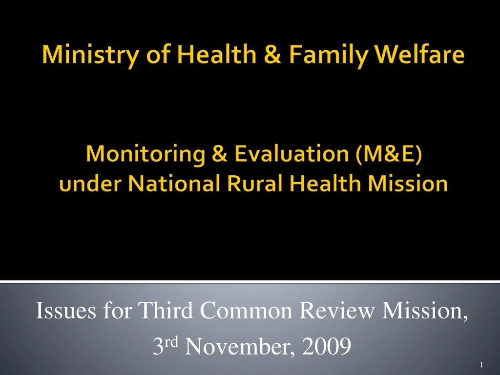 ministry of health family welfare monitoring evaluation m e under national rural health mission