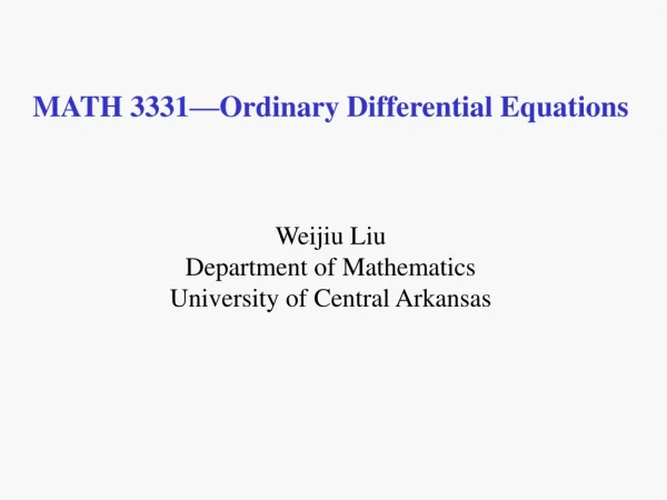 MATH 3331—Ordinary Differential Equations