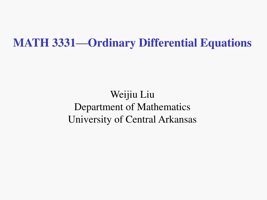 math 3331 ordinary differential equations