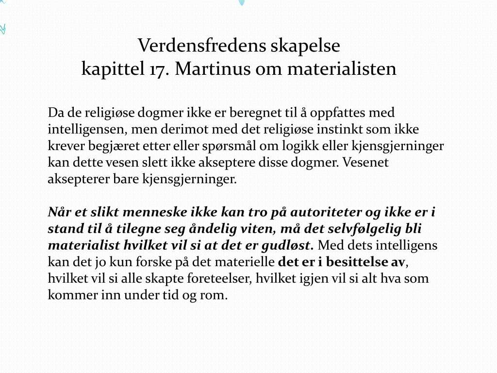 verdensfredens skapelse kapittel 17 martinus