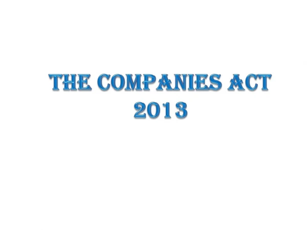 THE COMPANIES ACT  2013