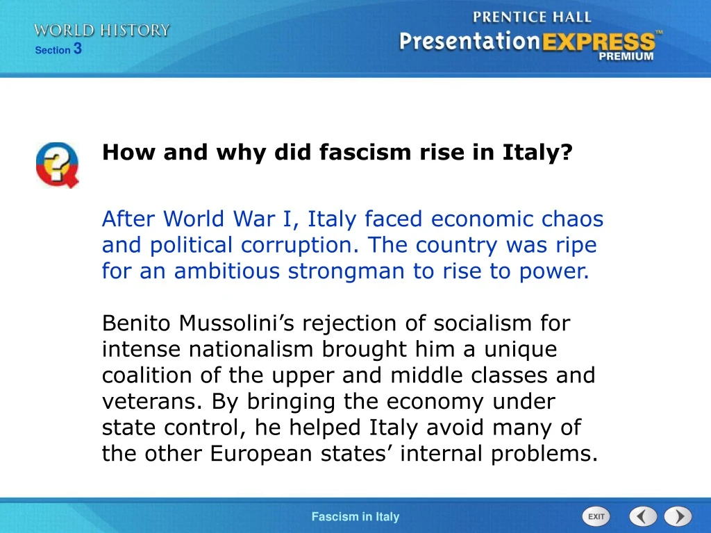 how and why did fascism rise in italy