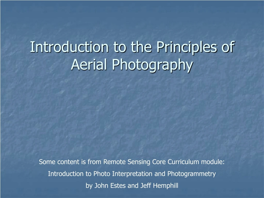 introduction to the principles of aerial photography