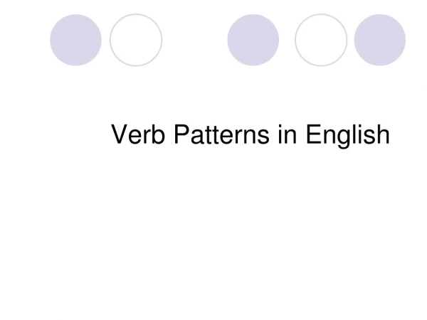 Verb Patterns in English