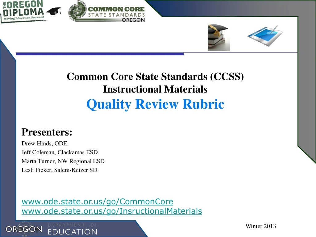common core state standards ccss instructional materials quality review rubric