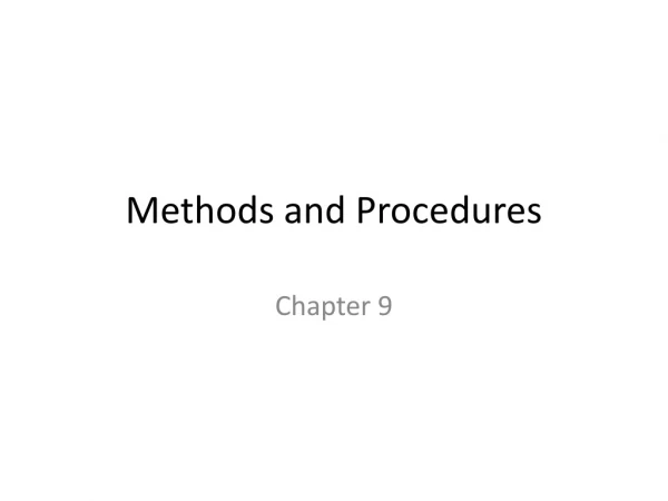 Methods and Procedures