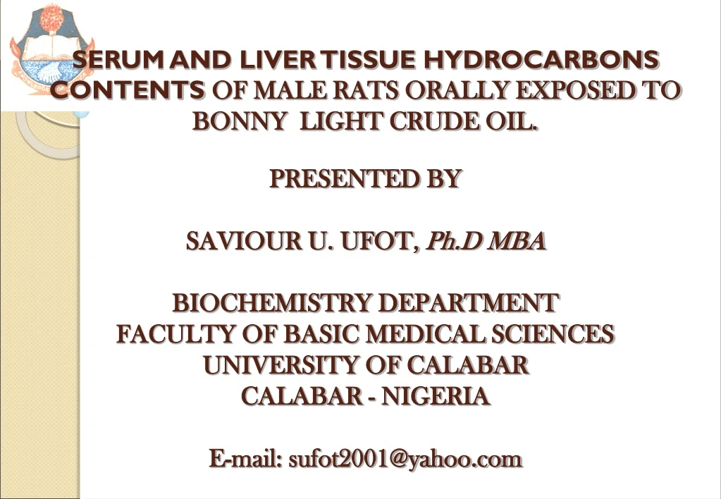 serum and liver tissue hydrocarbons contents