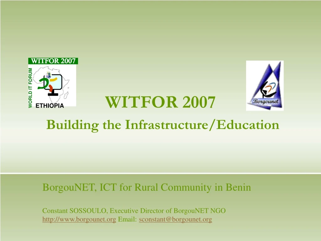 witfor 2007 building the infrastructure education
