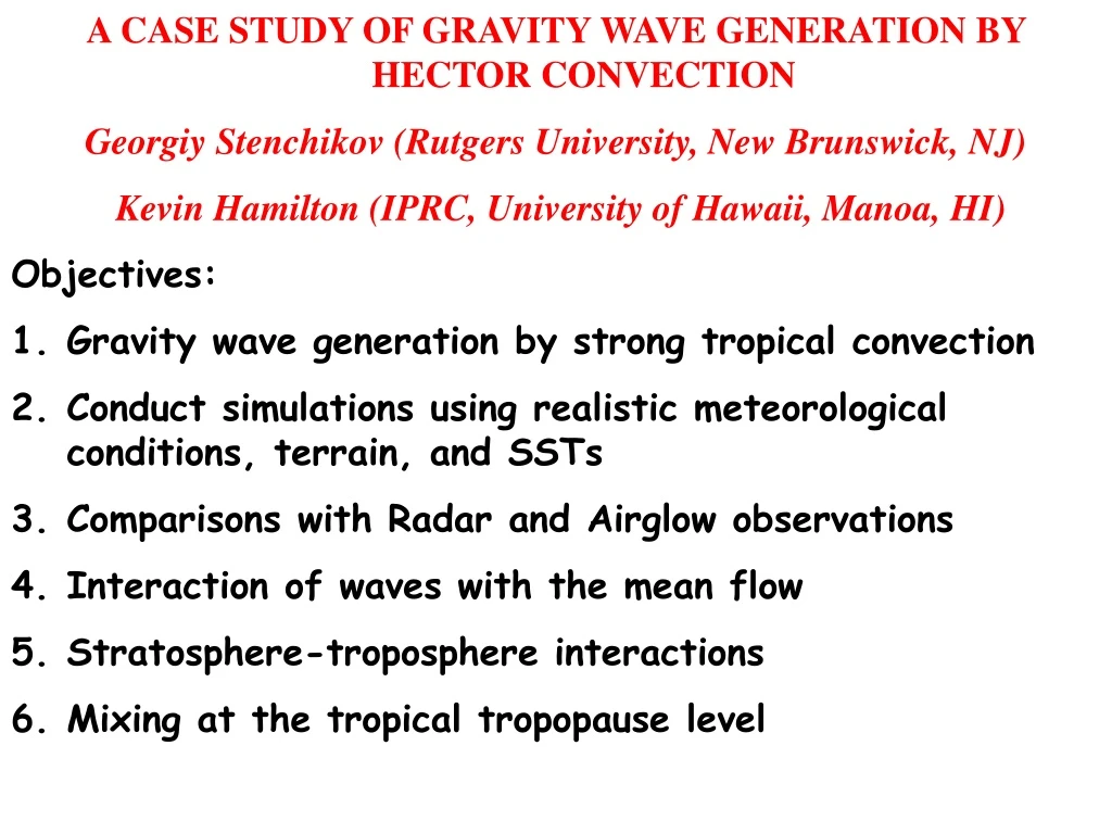 a case study of gravity wave generation by hector