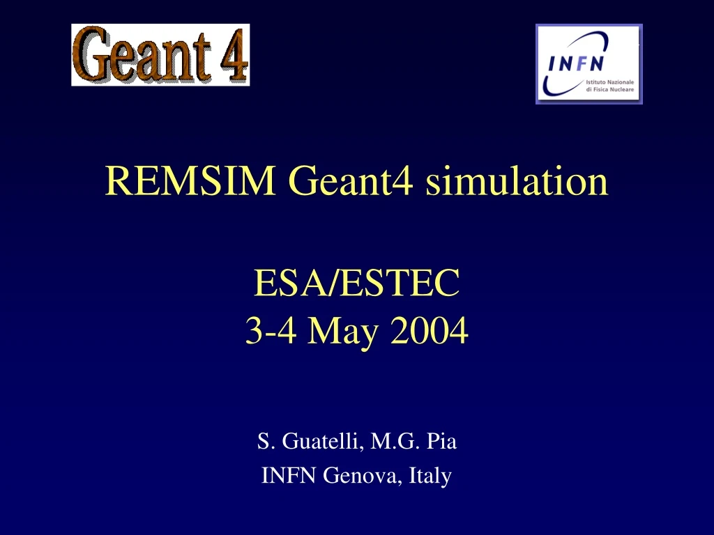 remsim geant4 simulation esa estec 3 4 may 2004
