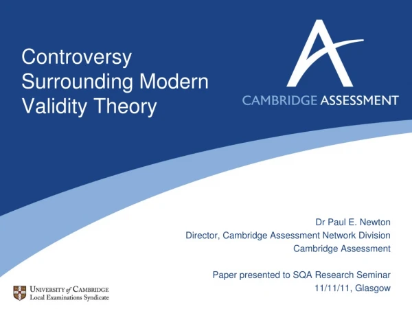 Controversy Surrounding Modern Validity Theory