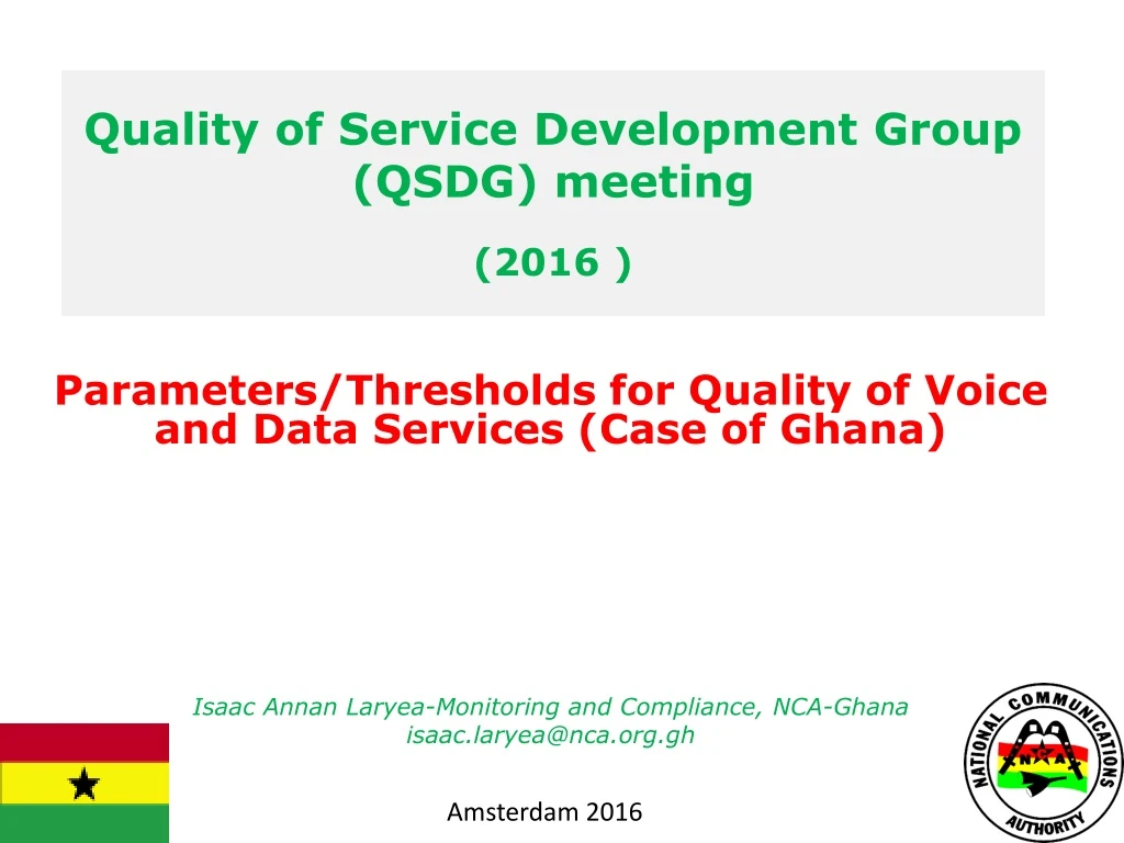 quality of service development group qsdg meeting