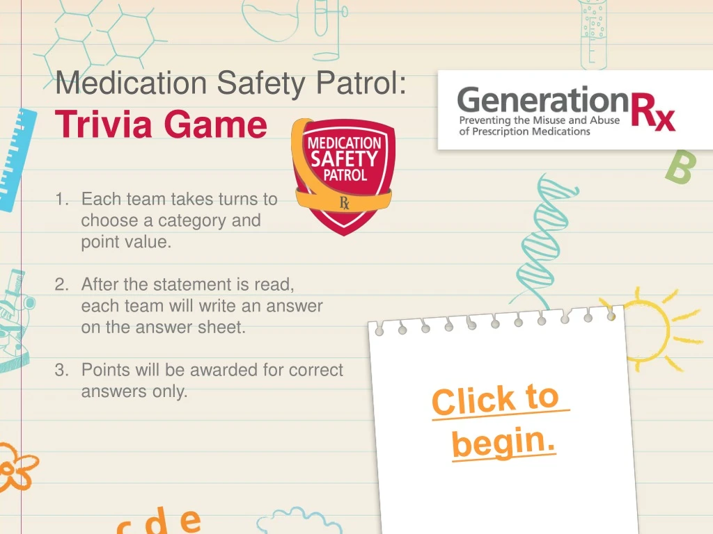 medication safety patrol trivia game