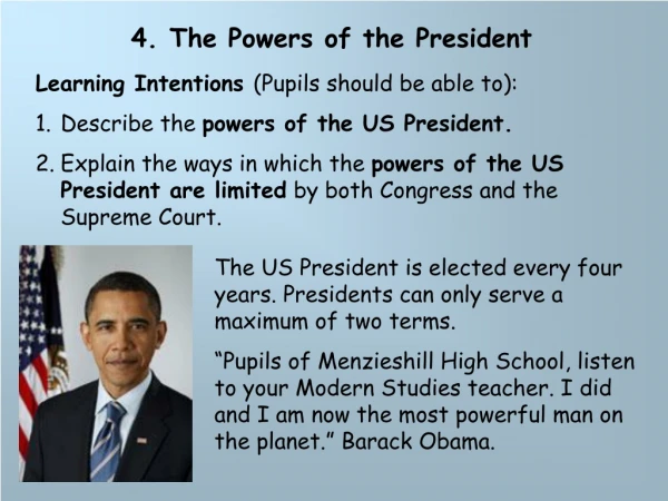 4. The Powers of the President