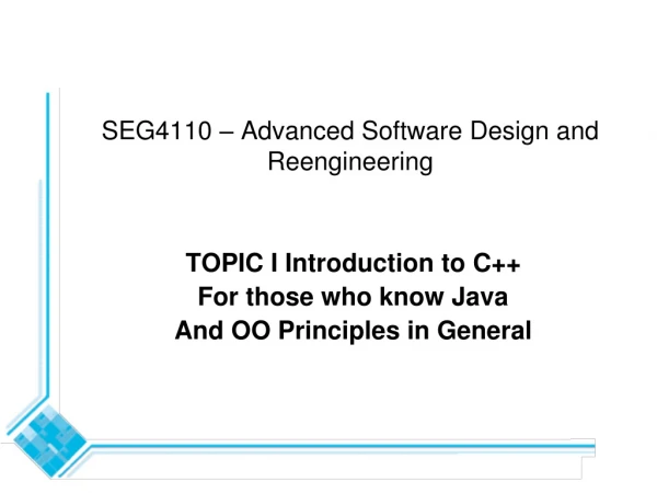 SEG4110 – Advanced Software Design and Reengineering