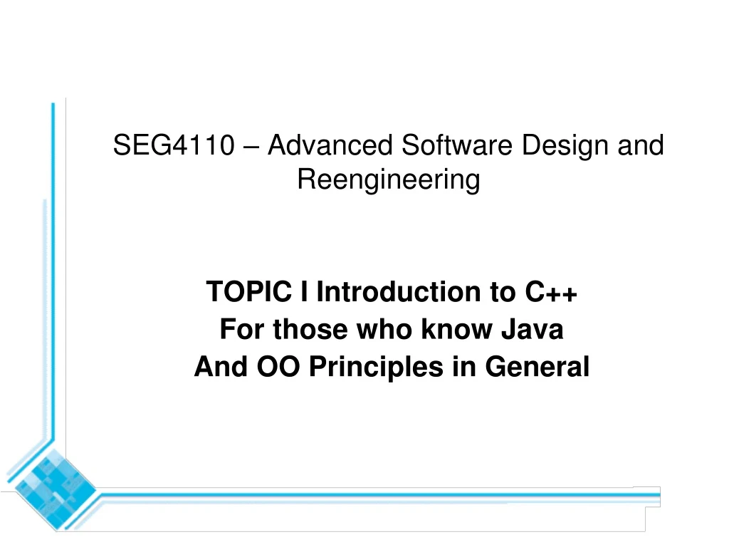 seg4110 advanced software design and reengineering