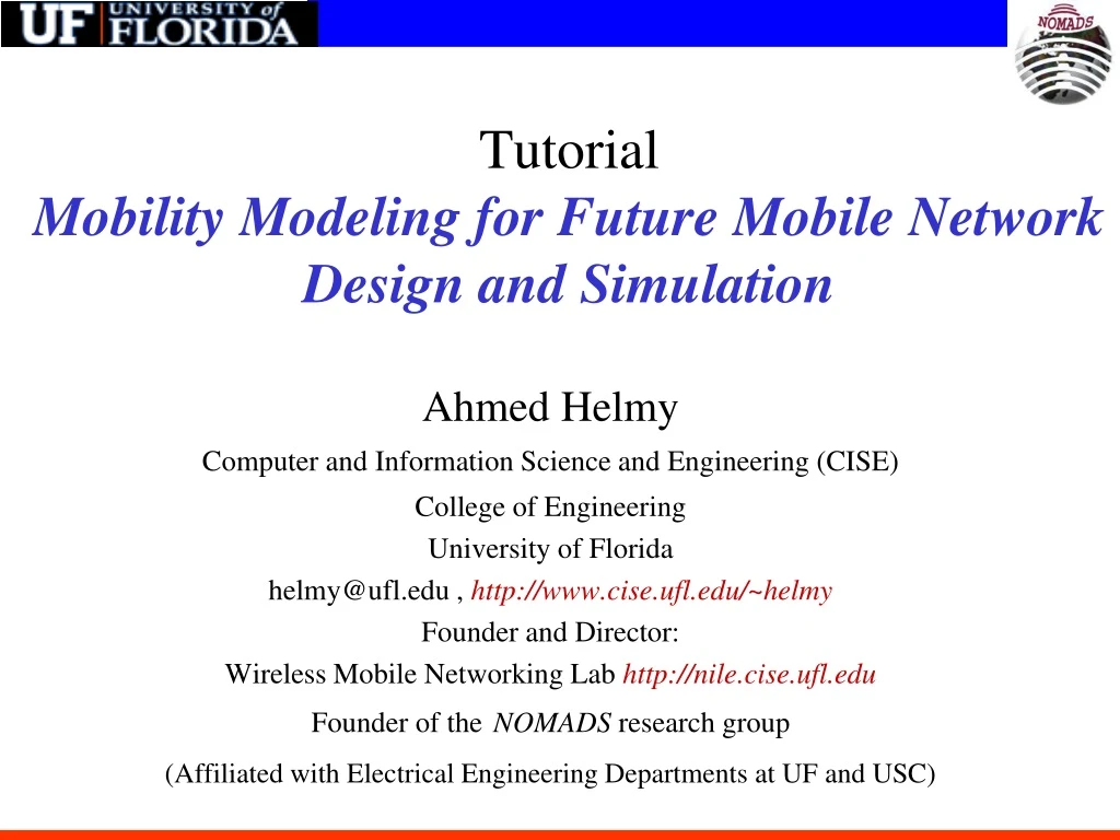 tutorial mobility modeling for future mobile network design and simulation