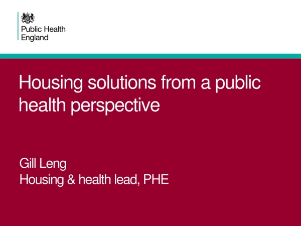 Housing solutions from a public health perspective