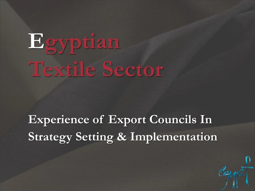 e gyptian textile sector experience of export councils in strategy setting implementation