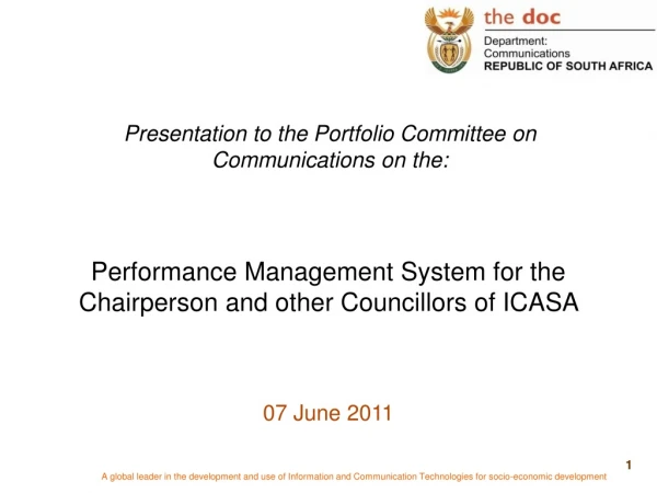 Performance Management System for the Chairperson and other Councillors of ICASA  07 June 2011