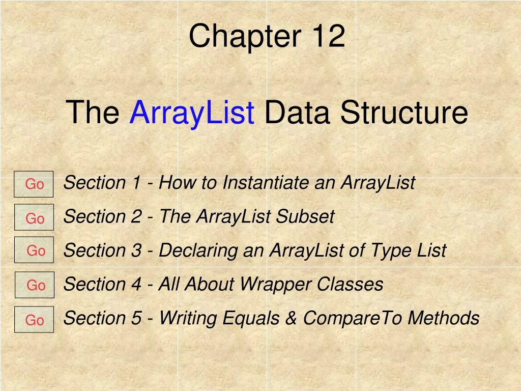 chapter 12 the arraylist data structure