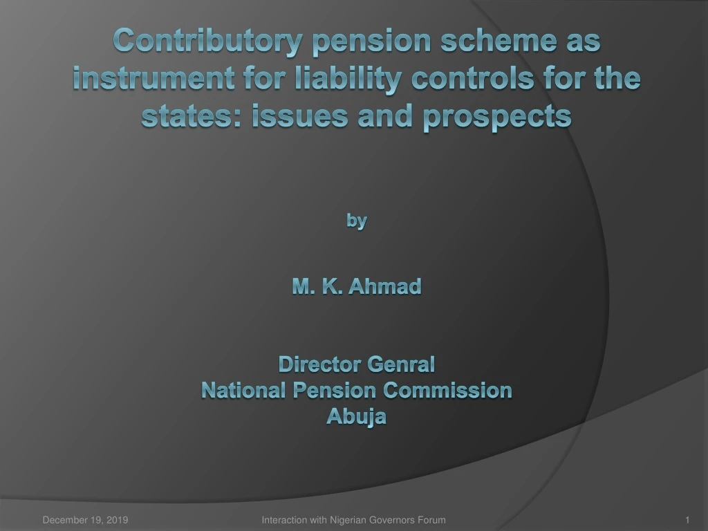 contributory pension scheme as instrument