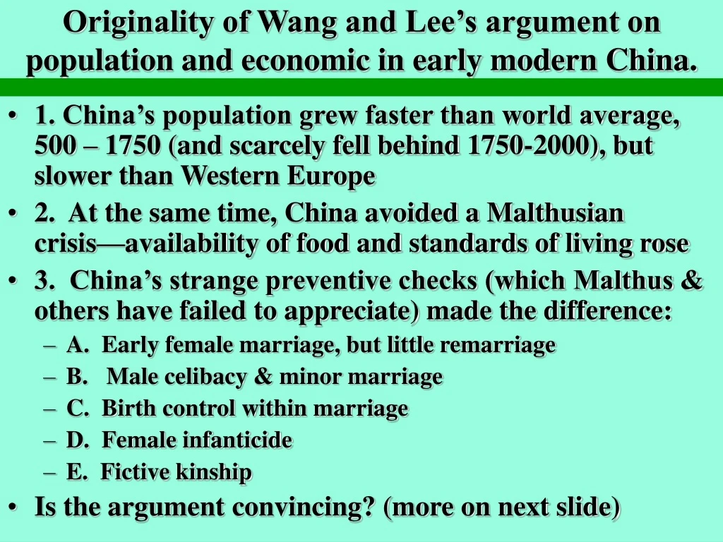originality of wang and lee s argument