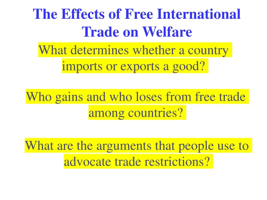 the effects of free international trade on welfare