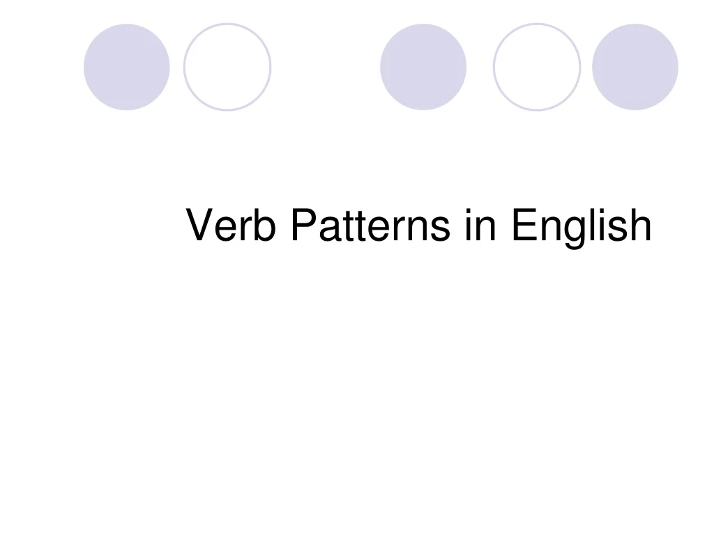 verb patterns in english