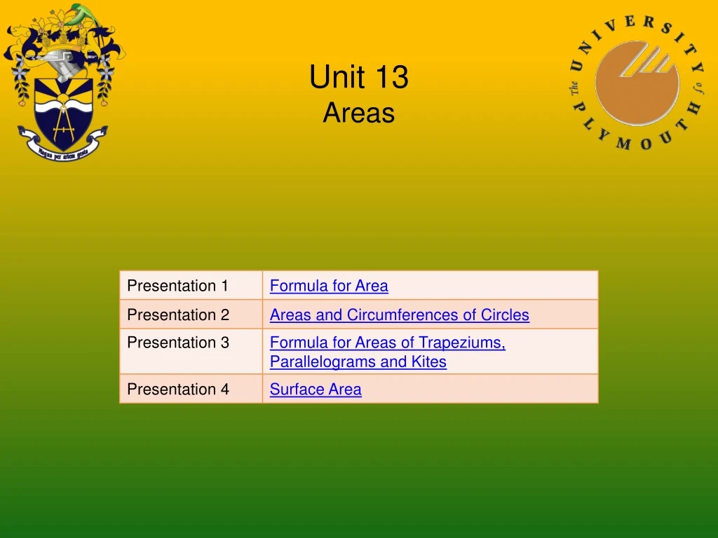 unit 13 areas