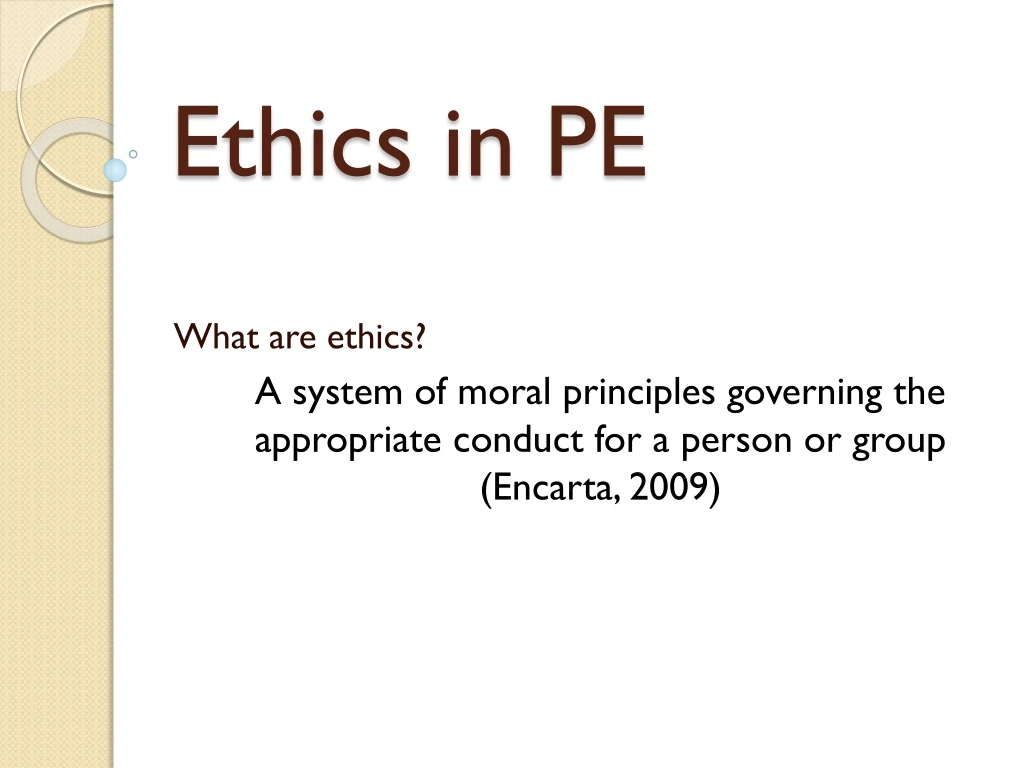 ethics in pe