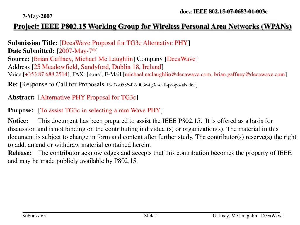 project ieee p802 15 working group for wireless