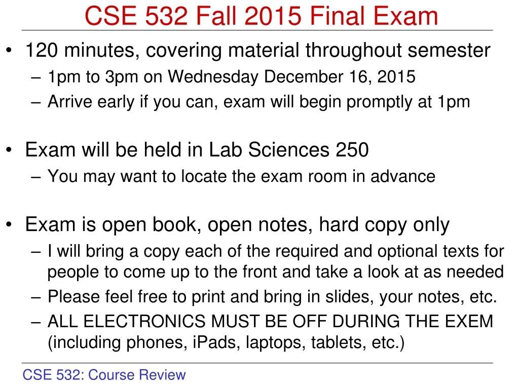 cse 532 fall 2015 final exam