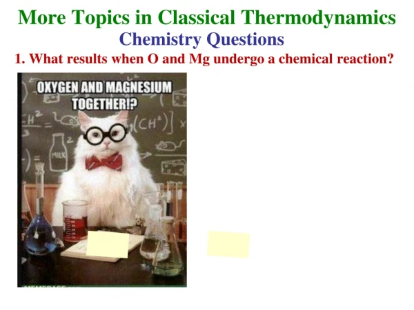 More Topics in Classical Thermodynamics