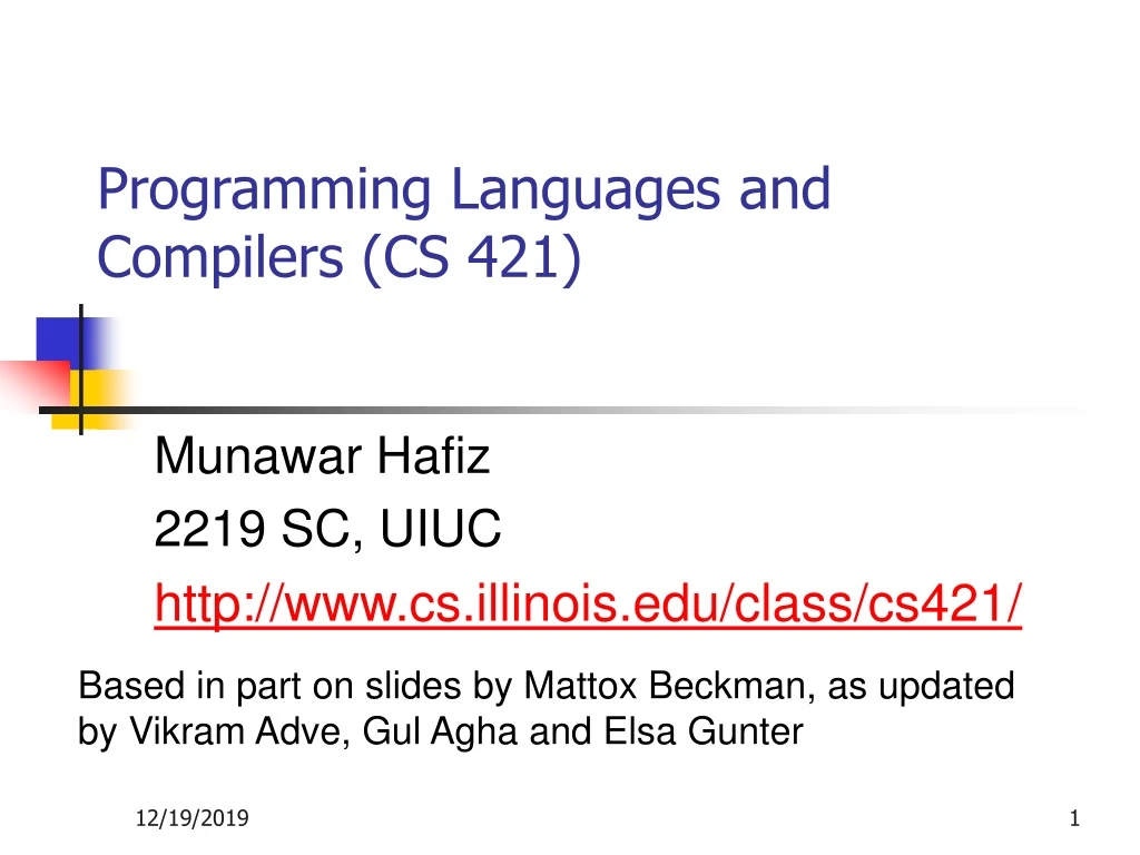 programming languages and compilers cs 421