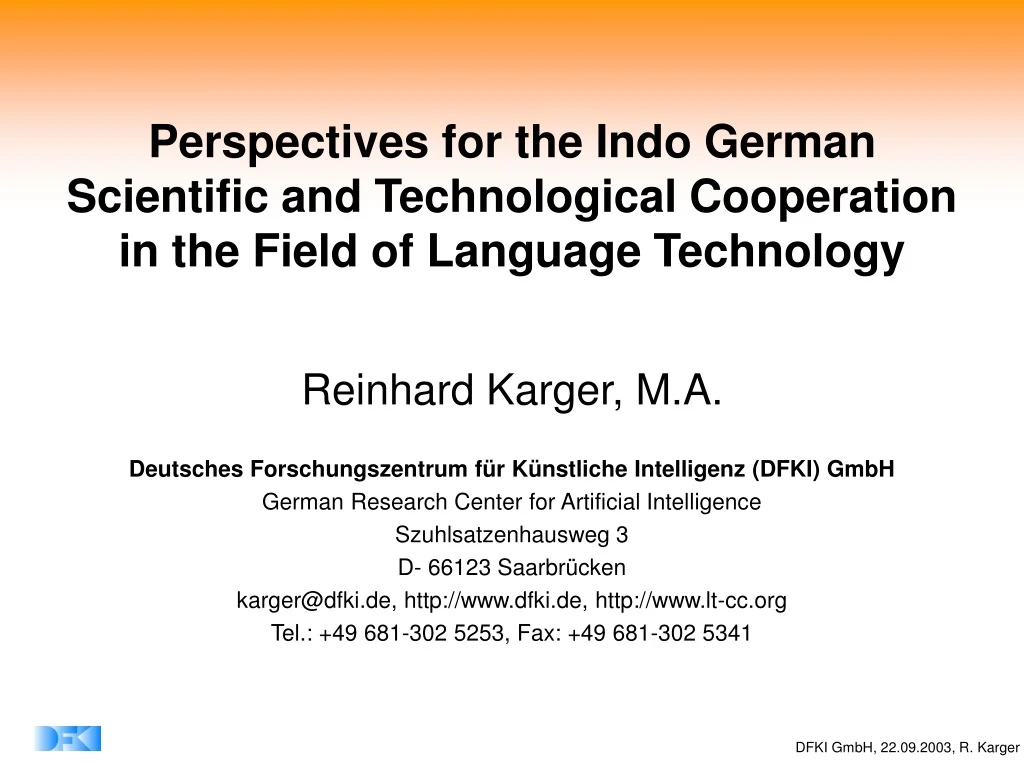 perspectives for the indo german scientific