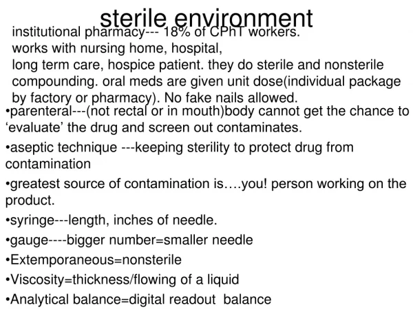 sterile environment